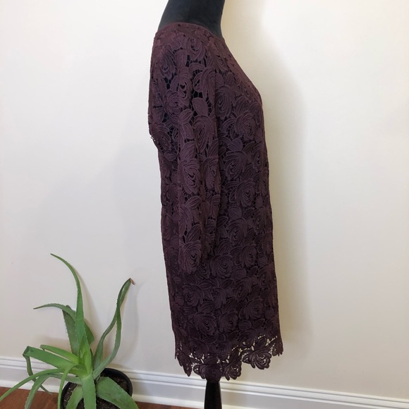 Ann Taylor LOFT Purple Floral Lace Shift Dress - Picture 3 of 9